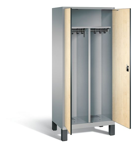 C+P zwart wit kastje Evolo, H1850xW810xD500mm, kleur: wit aluminium / Donau esdoorn decor, 48012-22 S10125