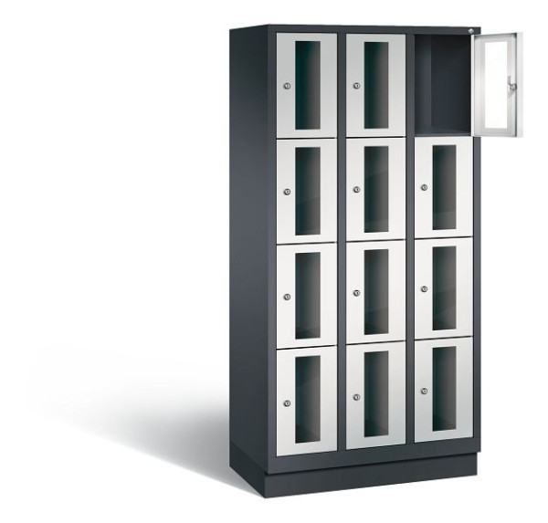 C+P lockerkast Classic, H1800xB900xD500mm, kleur: zwartgrijs/lichtgrijs, 8020A304 S10013