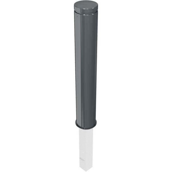 Stone HGS stijl tuinpaal Ø 152 mm met sierring, met driehoeksluiting, DIN 3223/bodemsluiting, DB 703 antraciet-ijzer mica, zonder oogjes, 40155fb