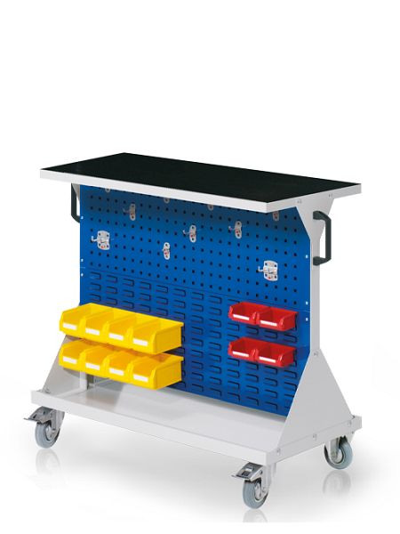 Bedrunka+Hirth RasterMobil® trolley - maat 2, afmetingen: 1000 x 500 x 890 mm, 1 x legbord van plaatstaal incl. gegolfde rubberen mat, 04.42.1016