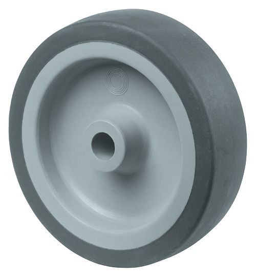 BS Rollen rubber wiel, wielbreedte 24 mm, wiel-Ø 100 mm, draagvermogen 55 kg, loopvlak rubber grijs, wiellichaam kunststof, glijlager, VE = 8 stuks, A80.100