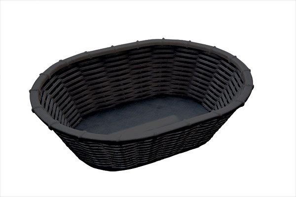 APS brood- en fruitmand, 23 x 17 cm, hoogte: 6,5 cm, ovaal, polypropyleen, zwart, -WICKER-LOOK-, 40216
