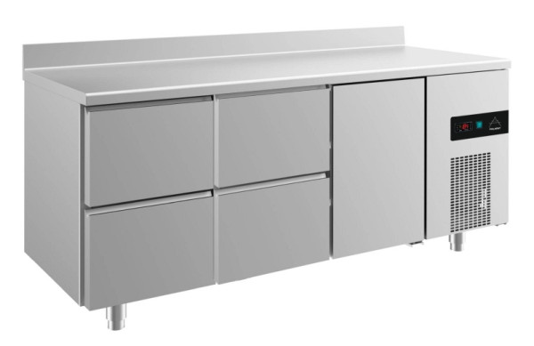 A&S Polarny koeltafel -2 tot +8°C met 1x deur rechts en 2x twee laden, 1865 x 700 x 850 mm, met opstaande rand, KT3ZZTA
