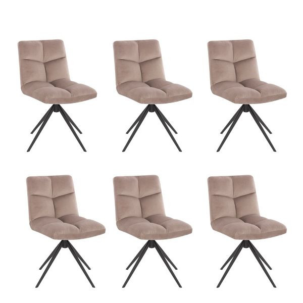 HOME DELUXE Draaibare eetkamerstoel set van 6 NODA – Fluweel lichtbruin, 50878