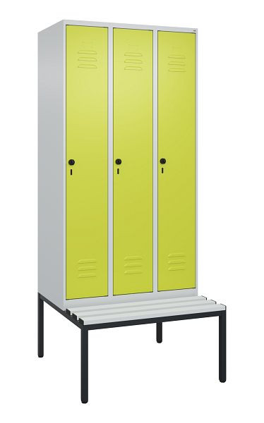 C+P luierkastje Classic PLUS met middenwand, bank, 3 vakken, 2120x900x815mm, 7035/0024, draaibare sluiting, 0800507-30F S10040