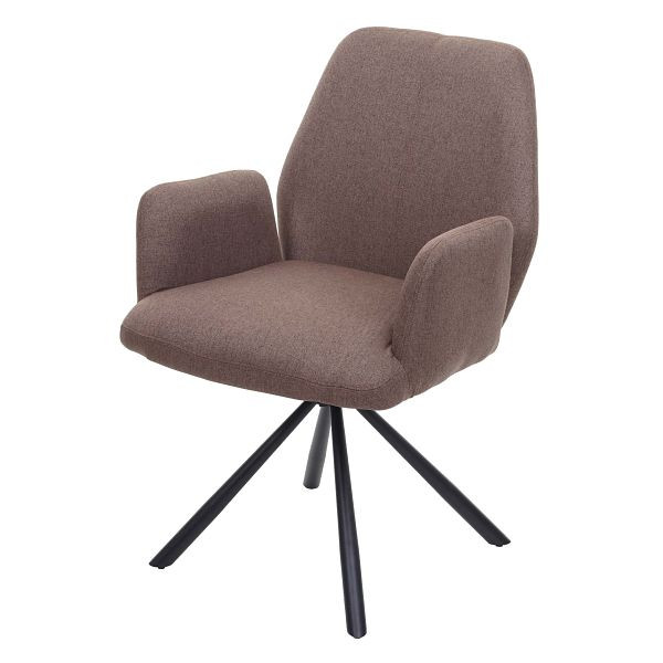 Mendler eetkamerstoel HWC-H71, keukenstoel, fauteuil, stof/textielstaal, bruin, 73935