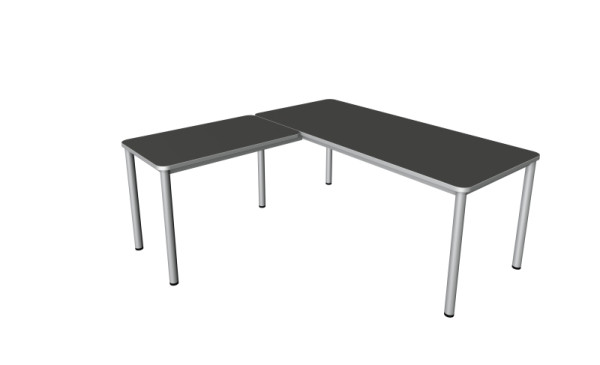 Kerkmann Prime hoekwerkstation, bureau B 1800 x D 800 x H 750 mm, aanschuiftafel 1000 x 600 x 750 mm, antraciet, 11043113