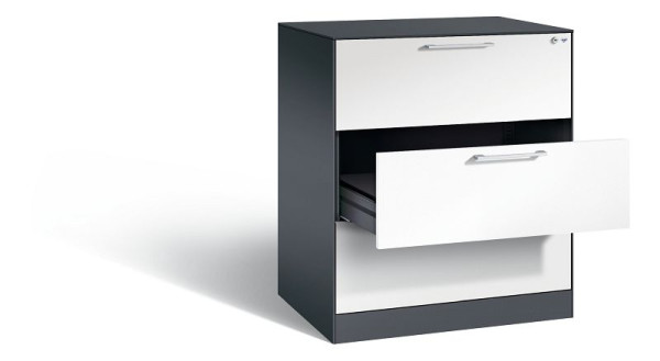 C+P archiefkast Asisto, H1010xB800xD600mm, kleur: zwartgrijs / verkeerswit, beugelgreep, 146243-322 S10039