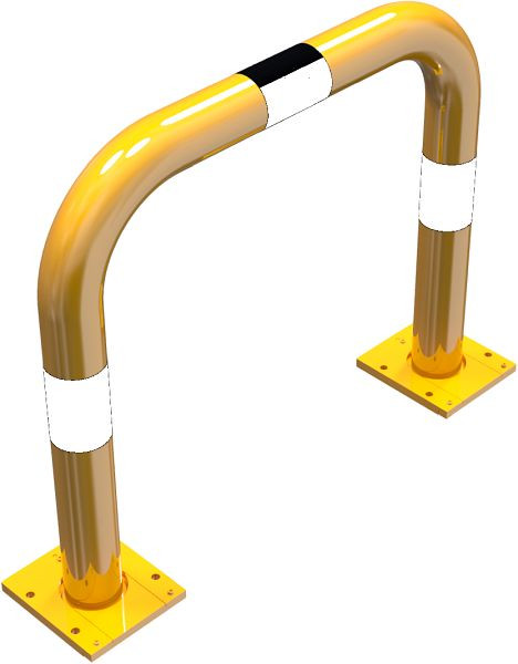 Schake-stootbeschermingsbeugel, afneembare stalen buis Ø 76 mm geel/zwart, totale breedte: 750 mm, hoogte boven de grond: 650 mm, 477_05APBG