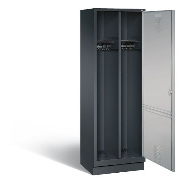 C+P zwart wit kastje Evolo, H1800xB610xD500mm, kleur: zwart-grijs/wit aluminium, 48220-20 S10058