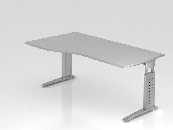 Hammerbacher bureau C-poot 180x100/80cm grijs/zilver, werkhoogte 68-86 cm verstelbaar, VUS18/5/S