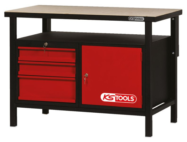 KS Tools werkbank met 3 laden en 1 deur, H840xB1200xD600mm, 865.0003