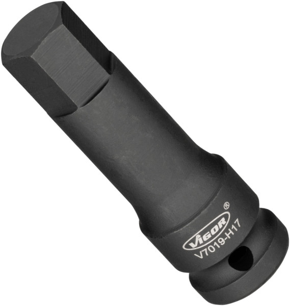 VIGOR slagmoersleutel schroevendraaier bit, hol vierkant 12,5 mm (1/2 inch), binnenzeskant profiel, 17 mm, V7019-H17