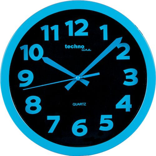Technoline quartz wandklok blauw, kunststof, afmetingen: Ø 26 cm, WT 7420 blauw