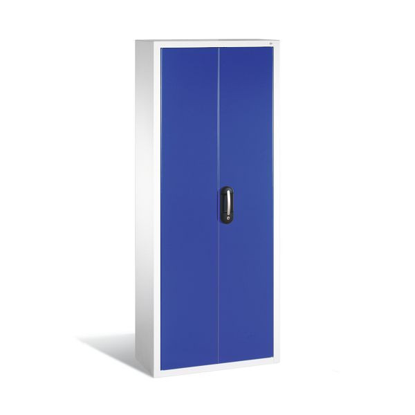 C+P tijdschriftenkast serie 13, H1690xB700xD300mm, kleur: lichtgrijs / gentiaanblauw, verzonken handgreep, 133413-20 S10075