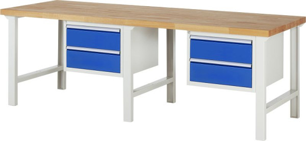 RAU werkbank serie 7000 - modulair ontwerp, onderbouwbak (2x lade), 2500x840x900 mm, 03-7125A1-259B4S.11