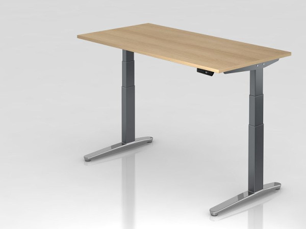 Hammerbacher elektrisch zit-sta bureau 160x80cm eiken/grafiet, gepolijst, rechthoekige vorm, VXBHM16/E/GC