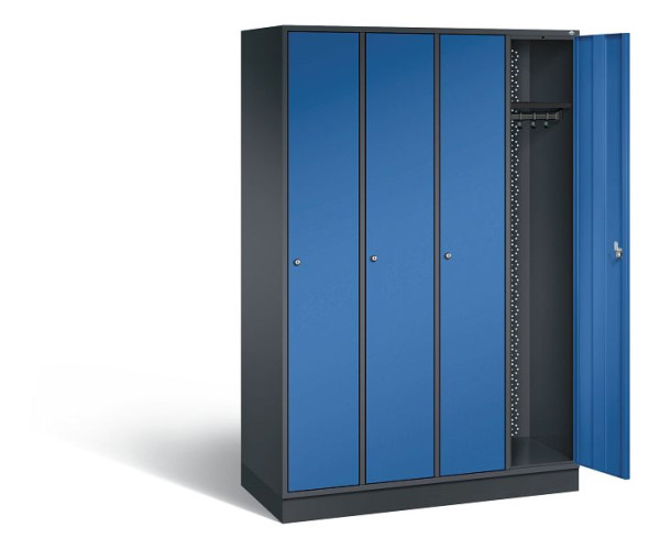 C+P locker Intro, H1950xW1220xD490mm, kleur: zwartgrijs / gentiaanblauw, 8170-401 S10031