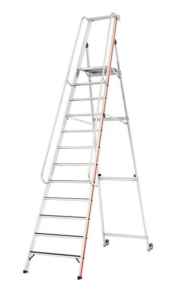 HYMER R13 platformladder met kantelrollen en lange leuning, 12 treden, stahoogte 2,80 m, 868112
