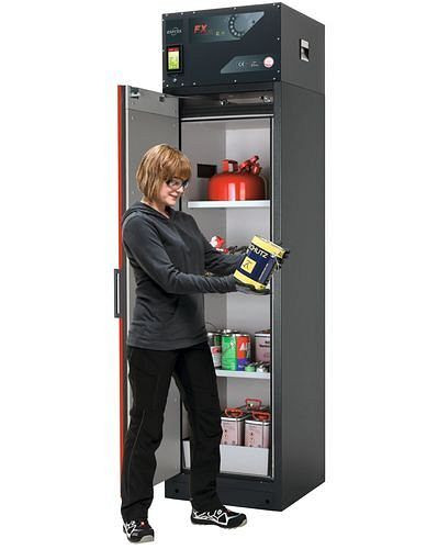 asecos Custos brandwerende circulatiekast gevaarlijke stoffen, rode deur, 3 planken, deuraanslag links, type A-63, 248470