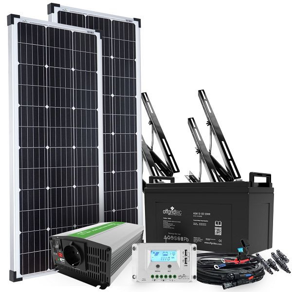 Offgridtec 200W tuinzonnesysteem 12V AGM accu 500W omvormer, 4-01-016535