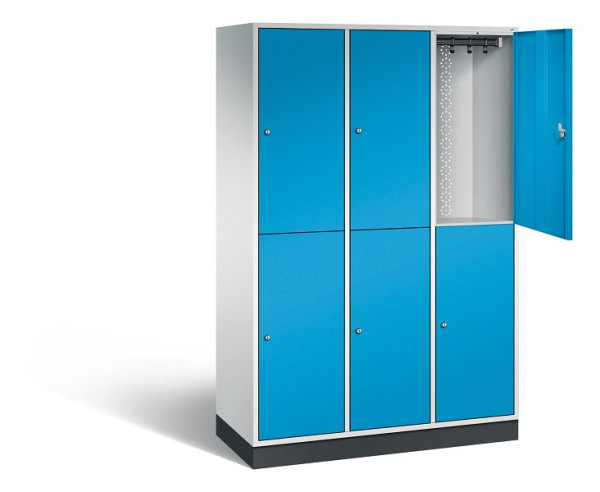 C+P locker, dubbellaags XL Intro, H1950xW1220xD490mm, kleur: lichtgrijs/lichtblauw, 8270-302 S10017