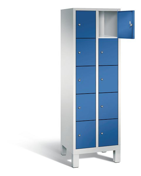 C+P lockerkast Evolo, H1850xB610xD500mm, kleur: lichtgrijs / gentiaanblauw, 48010-205 S10083