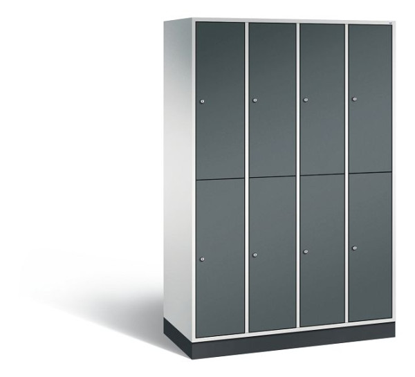 C+P Spind doppelstöckig Intro, 4 Abteile, H1950xB1220xT490 mm, Grau/Anthrazit, 8270-401 S10084
