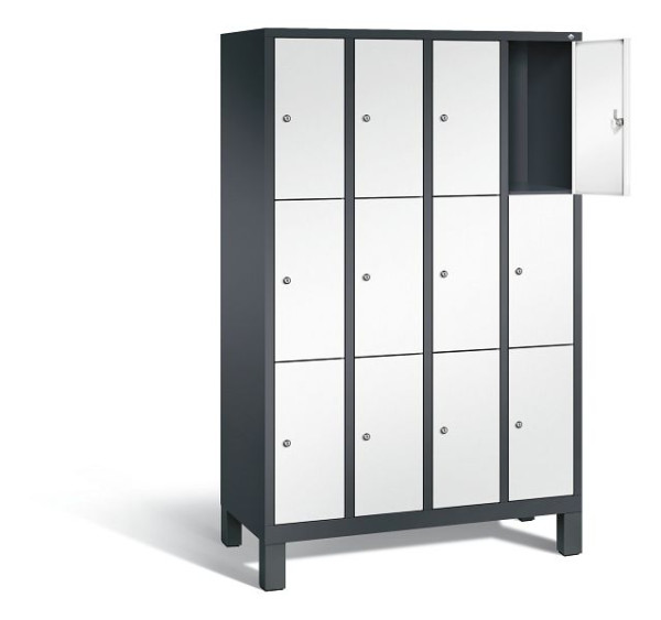C+P lockerkast Evolo, H1850xB1190xD500mm, kleur: zwartgrijs / verkeerswit, 48010-403 S10165