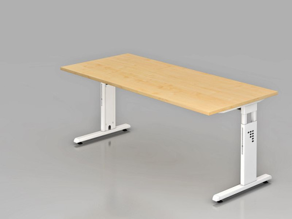 Hammerbacher bureau C-poot 180x80cm esdoorn/wit, werkhoogte 65-85 cm, VOS19/3/W