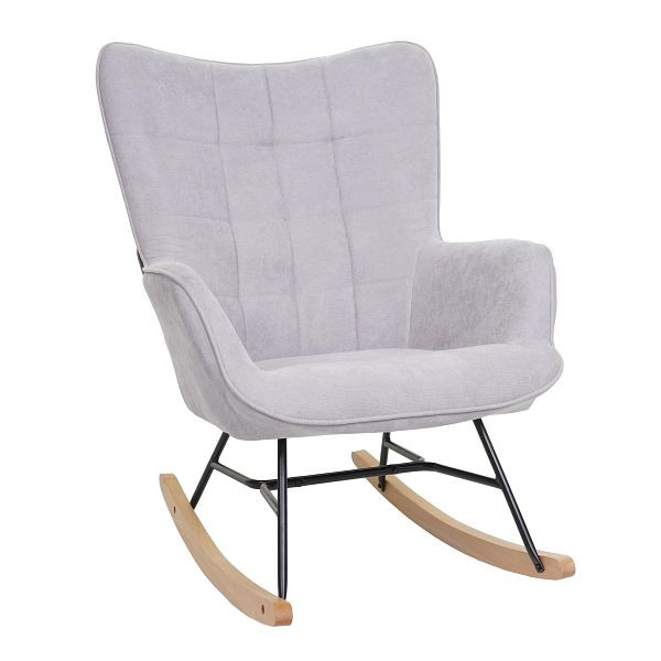 Mendler schommelstoel HWC-K36, schommelstoel, relaxstoel, tv-stoel, stof/textiel ÖKO-TEX, grijs, 89753