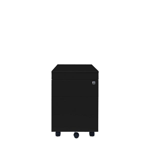 Lüllmann rolcontainer, zijgreeplijst, 2 laden, 620 x 400 x 590 mm, diepzwart, 505931