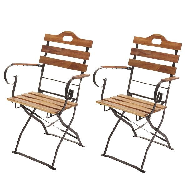 Mendler HWC-J40 biertuinstoel set van 2, opklapbare tuinstoel, gastronomiekwaliteit acacia, natuurlijke kleur, 77439