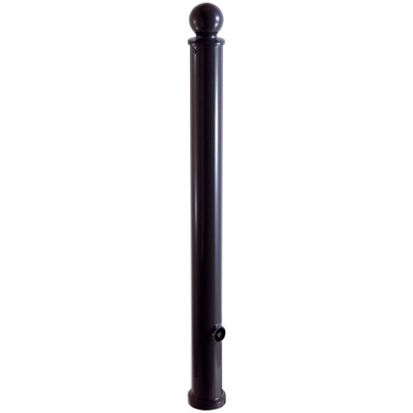 Stone HGS slagboomstijlpaal Ø 76 mm met kogelkop, opklapbaar, driehoekslot, bodemsluiting, voor pluggen, wit, rode lichtlijsten, zonder ogen, hoogte boven vloer: ca. 950 mm, 474fubsonder-rw