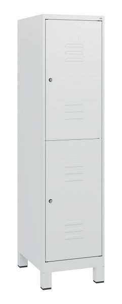 C+P Doppelstöckiger Spind Classic PLUS, Füße, 1630x400x500mm, 7035/7035, Zylinderschlösser, 0803105-12 S10039