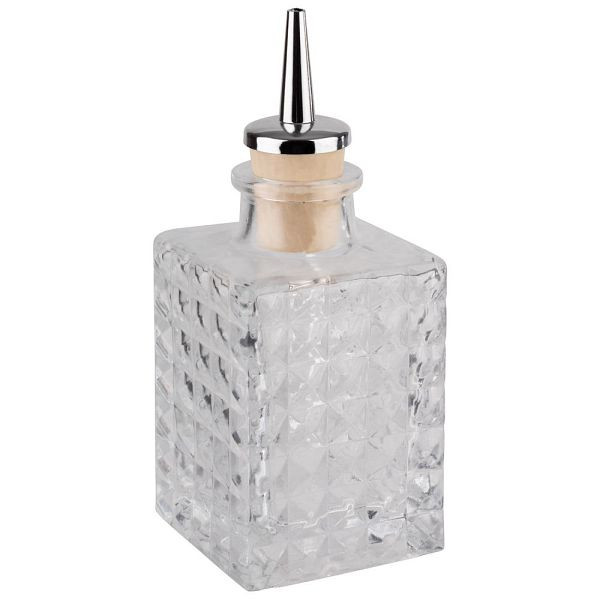 APS bitterfles/spuitfles, glas, kurk en RVS schenker, 0,1 liter, 93359