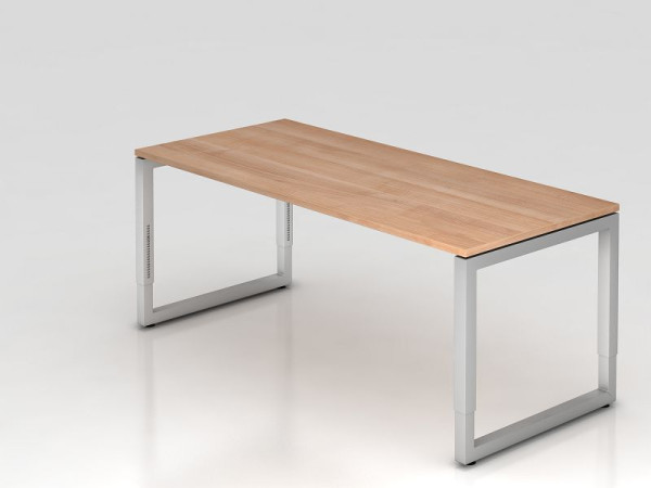 Hammerbacher bureau O-voet vierkant 180x80cm walnoot, rechthoekige vorm met zwevend tafelblad, VRS19/N/S