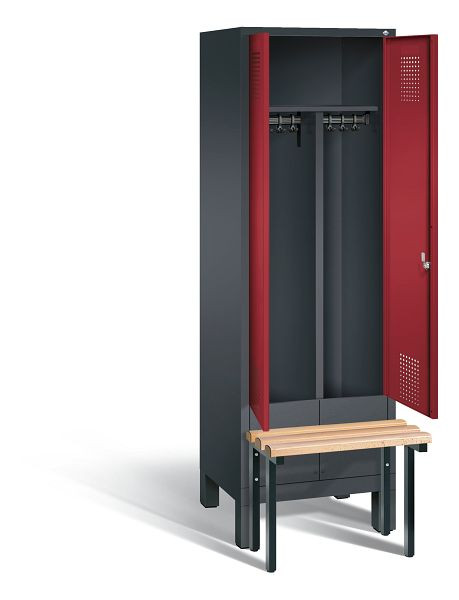 C+P zwart wit kastje Evolo, H1850xW610xD815mm, kleur: zwart-grijs/robijnrood, 48032-20 S10095