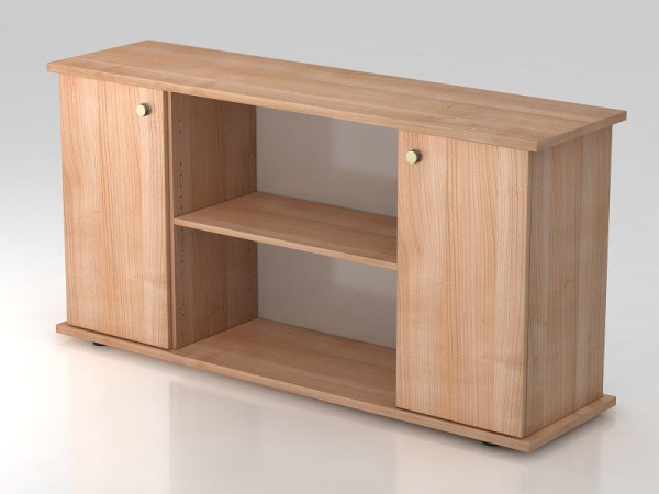 Hammerbacher dressoir 2 deuren 166cm gestreept handvat walnoot/walnoot, 166,1x44,8x84 cm (BxDxH), VSB2T/N/N/SG