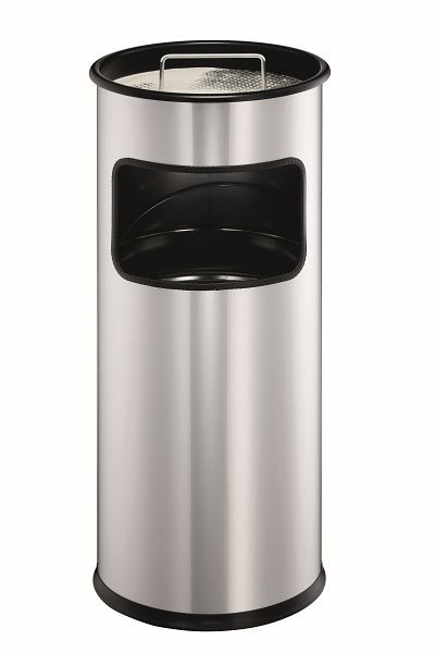 DURABLE metalen prullenbak met ronde asbak, zilver, 333023