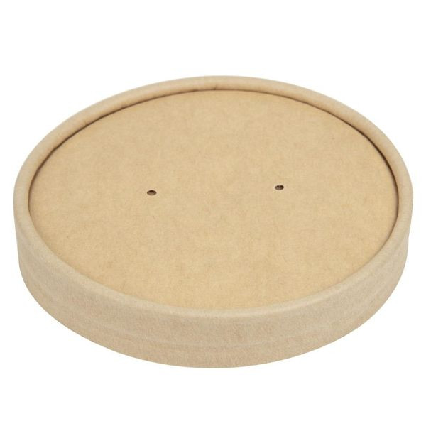 Colpac Recyclebare Kraft Magnetron Soep Cup Deksels 450ml Pak van 500, FA368