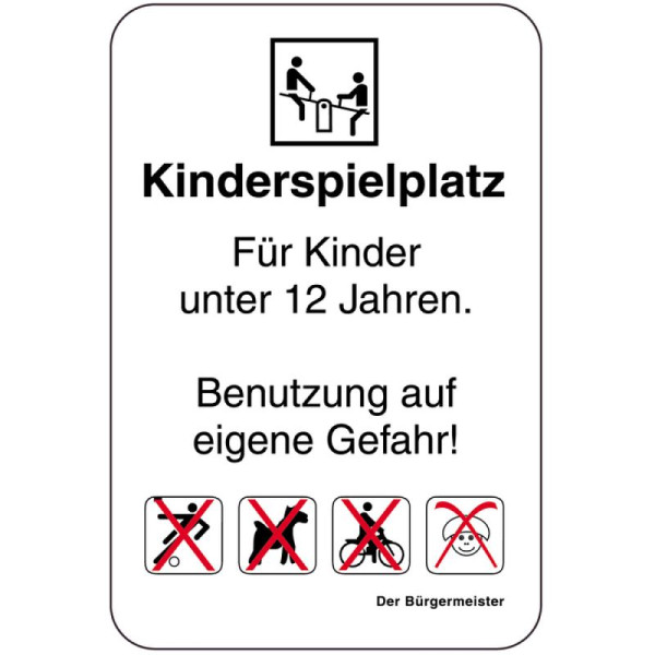 Stone HGS speciaal bord, kinderspeeltuin, voor kinderen onder de 12 jaar, 400 x 600 mm, tekst: zwart, 15029