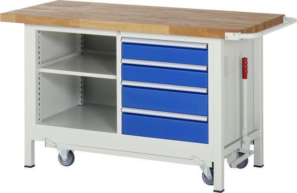 RAU neerlaatbare werkbank 8000 - model 8463, B1500 x D700 x H880 mm, met 4 laden, 15-8463A2-157B4F.11