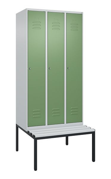 C+P luierkluis Classic PLUS met middenwand, 3 vakken, 2120x900x815mm, 7035/6011, cilindersloten, 0800507-30F S10021
