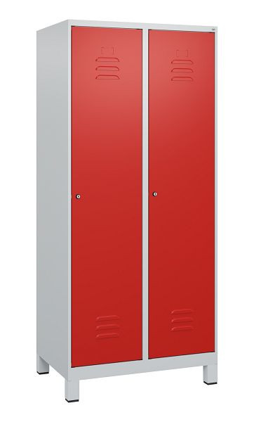 C+P luierkastje Classic PLUS met middenwand, voeten, 2 vakken, 1800x800x500mm, 7035/3020, cilindersloten, 0800107-22F S10017