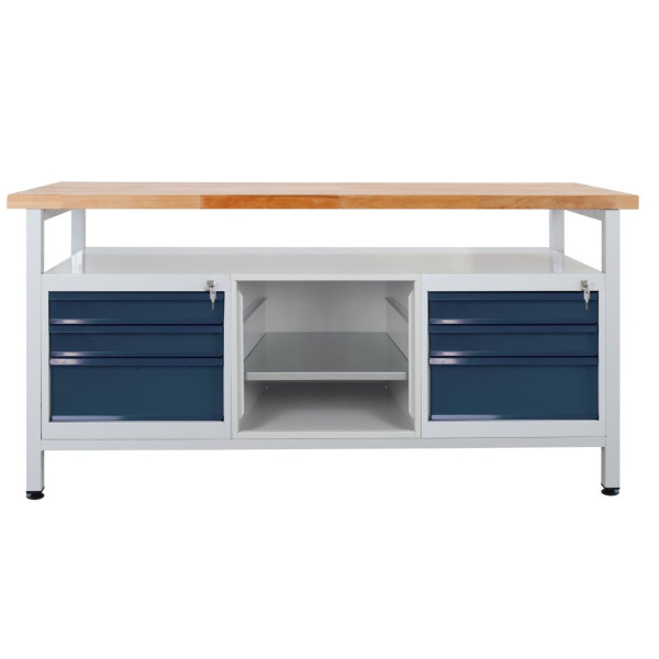 ADB werkbank 6 laden + 1 legborddeel, 1700x600x840 mm, kleur werktafel: lichtgrijs, RAL 7035, kleur deur/lade: antracietgrijs (RAL 7016), 43751