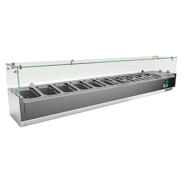 Gastro-Inox RVS koelvitrine 10x Gastronorm 1/4, netto inhoud 63 liter, statische koeling, 209.200