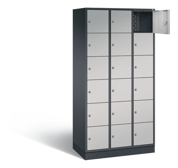 C+P lockerkast Intro, H1950xW920xD490mm, kleur: zwart-grijs/wit aluminium, 8670-301 S10009