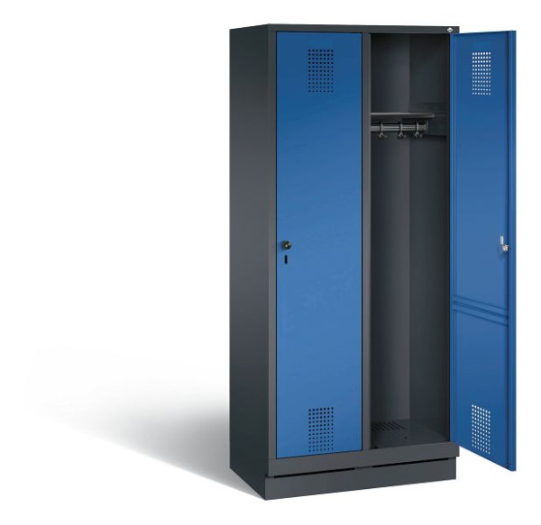 C+P Evolo kleerkast, H1800xW810xD500mm, kleur: zwartgrijs / gentiaanblauw, 48020-22 S10106