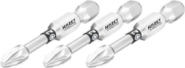 Hazet bit, volle zeskant 6,3 (1/4 inch), Pozidriv profiel PZ, PZ2, aantal gereedschappen: 3, lange uitvoering, sleutelmaat: PZ2, 2216NSLG-PZ2/3